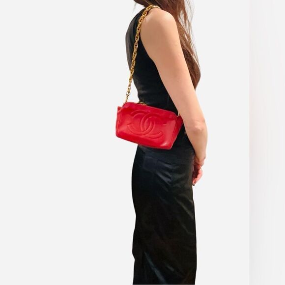 Chanel red leather big pouch - Picture 15 of 16